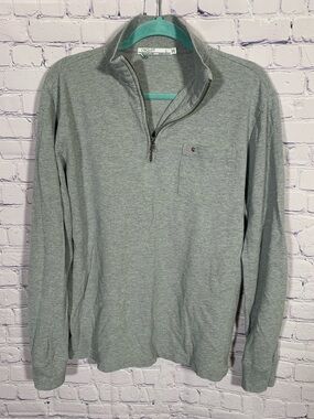 Criquet Mens Long Sleeve 1/4 Zip Pullover Gray Size L Golf Prep Organic Casual